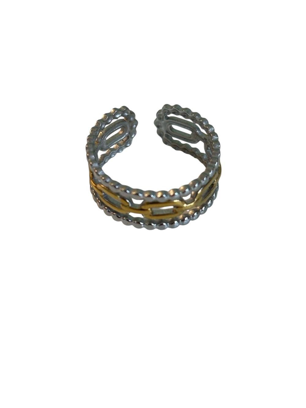 Three Distinct Modern Mixed Metal Statement Rings. Adjustable. - Picture 4 of 4